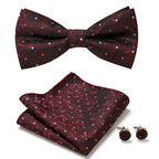 Floral Polyester Bow Tie Set with Pocket Square and Cufflinks, view 16