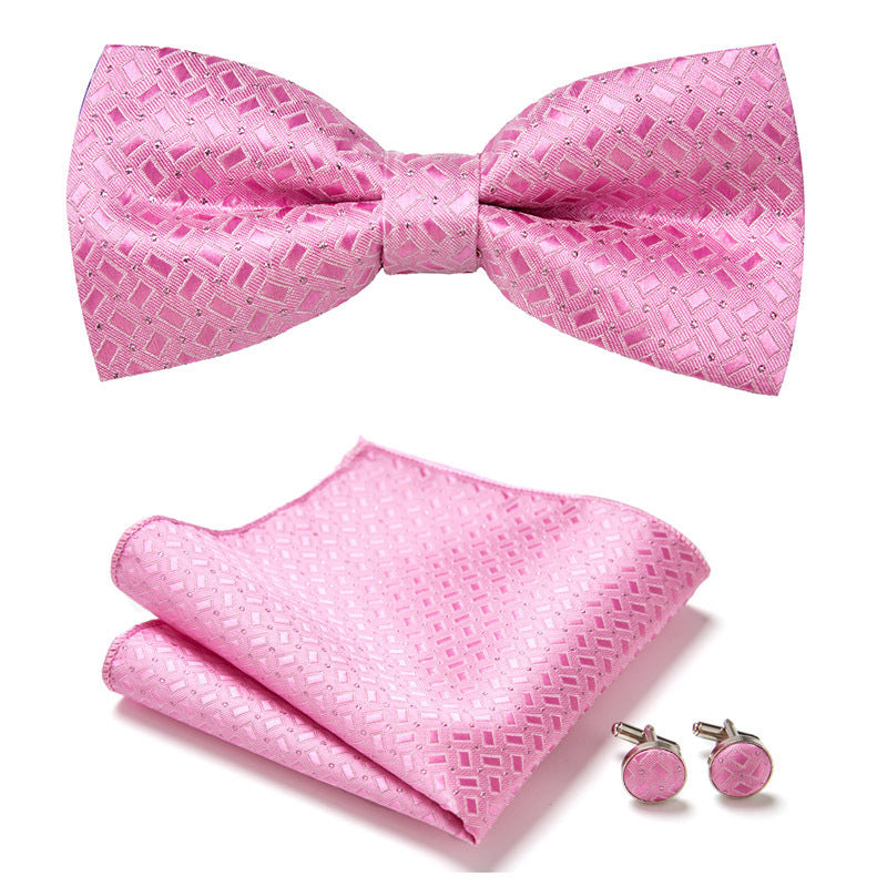 Floral Polyester Bow Tie Set with Pocket Square and Cufflinks, view 18