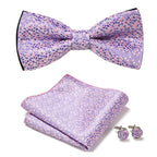 Floral Polyester Bow Tie Set with Pocket Square and Cufflinks, view 19