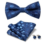 Floral Polyester Bow Tie Set with Pocket Square and Cufflinks, view 2