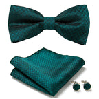 Floral Polyester Bow Tie Set with Pocket Square and Cufflinks, view 21