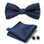 Floral Polyester Bow Tie Set with Pocket Square and Cufflinks, view 3