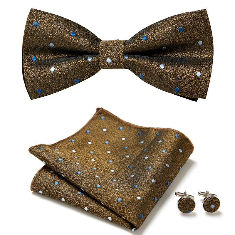 Floral Polyester Bow Tie Set with Pocket Square and Cufflinks, view 34