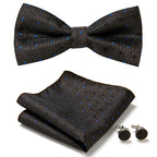 Floral Polyester Bow Tie Set with Pocket Square and Cufflinks, view 35