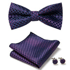Floral Polyester Bow Tie Set with Pocket Square and Cufflinks, view 8