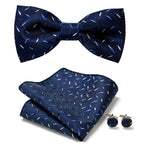 Floral Polyester Bow Tie Set with Pocket Square and Cufflinks