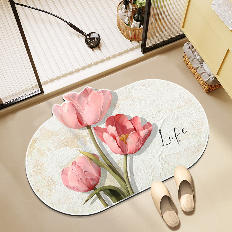 Floral-Themed Memory Foam Bath Mat | High & Bury