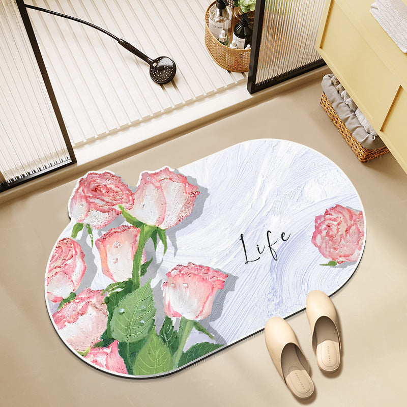 Floral-Themed Memory Foam Bath Mat | High & Bury