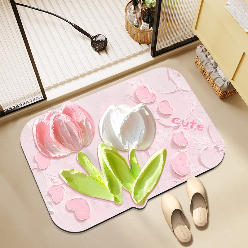 Floral-Themed Memory Foam Bath Mat | High & Bury