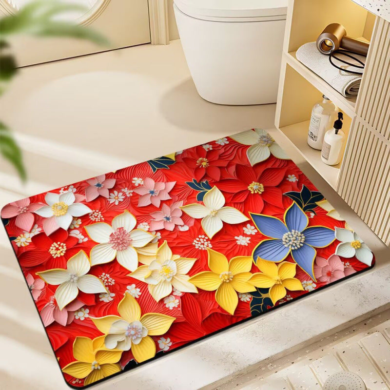 Floral-Themed Plush Bath Mat | High & Bury
