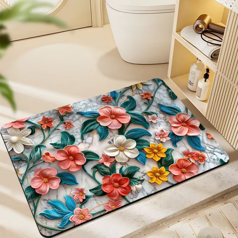 Floral-Themed Plush Bath Mat | High & Bury