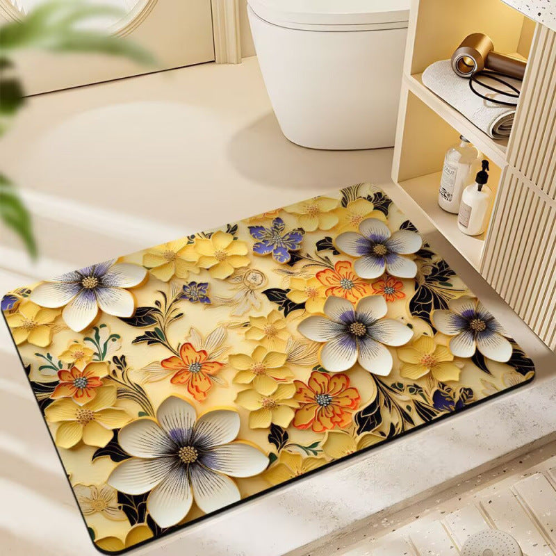 Floral-Themed Plush Bath Mat | High & Bury