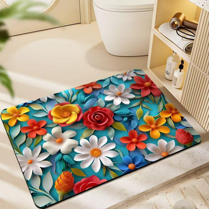 Floral-Themed Plush Bath Mat | High & Bury