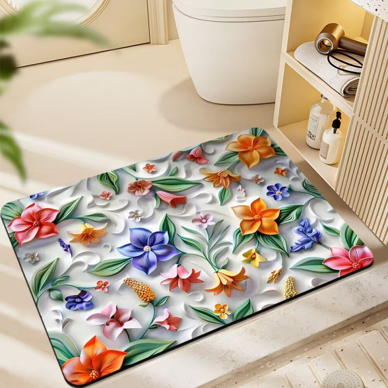 Floral-Themed Plush Bath Mat | High & Bury