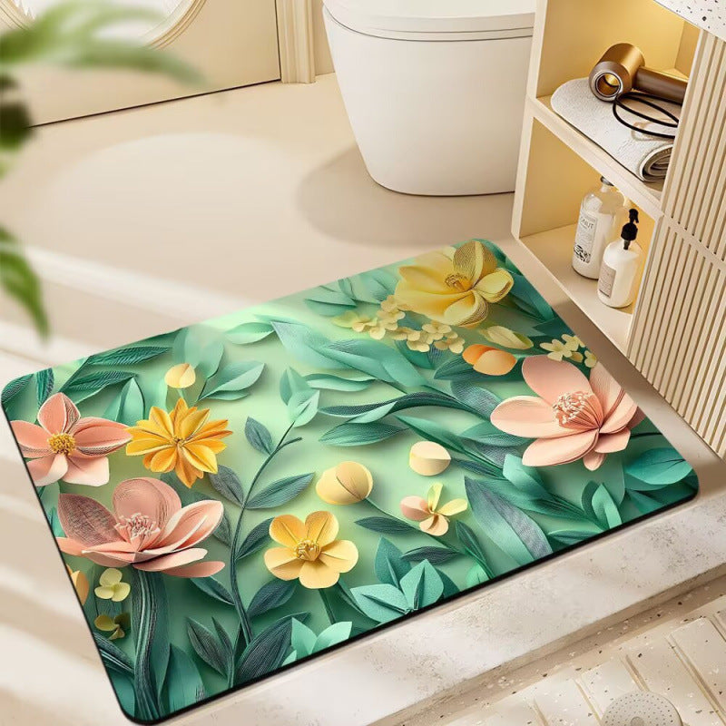 Floral-Themed Plush Bath Mat | High & Bury