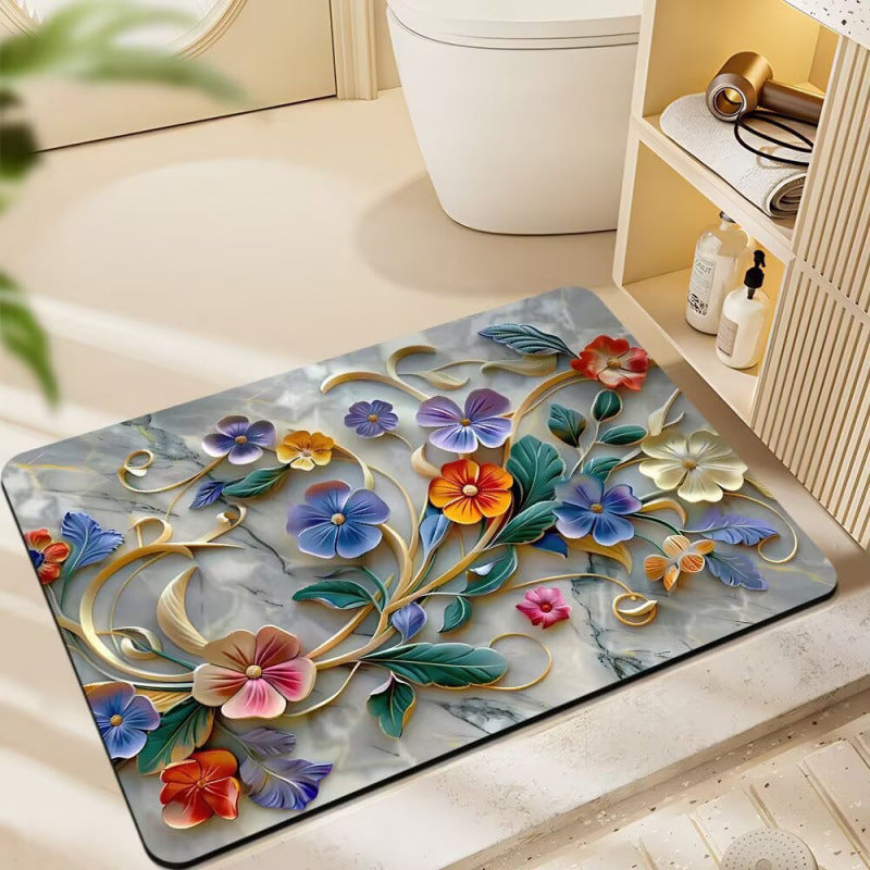 Floral-Themed Plush Bath Mat | High & Bury
