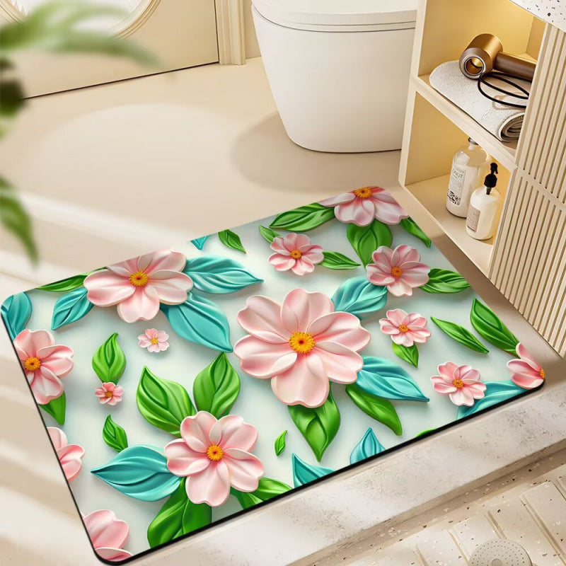 Floral-Themed Plush Bath Mat | High & Bury