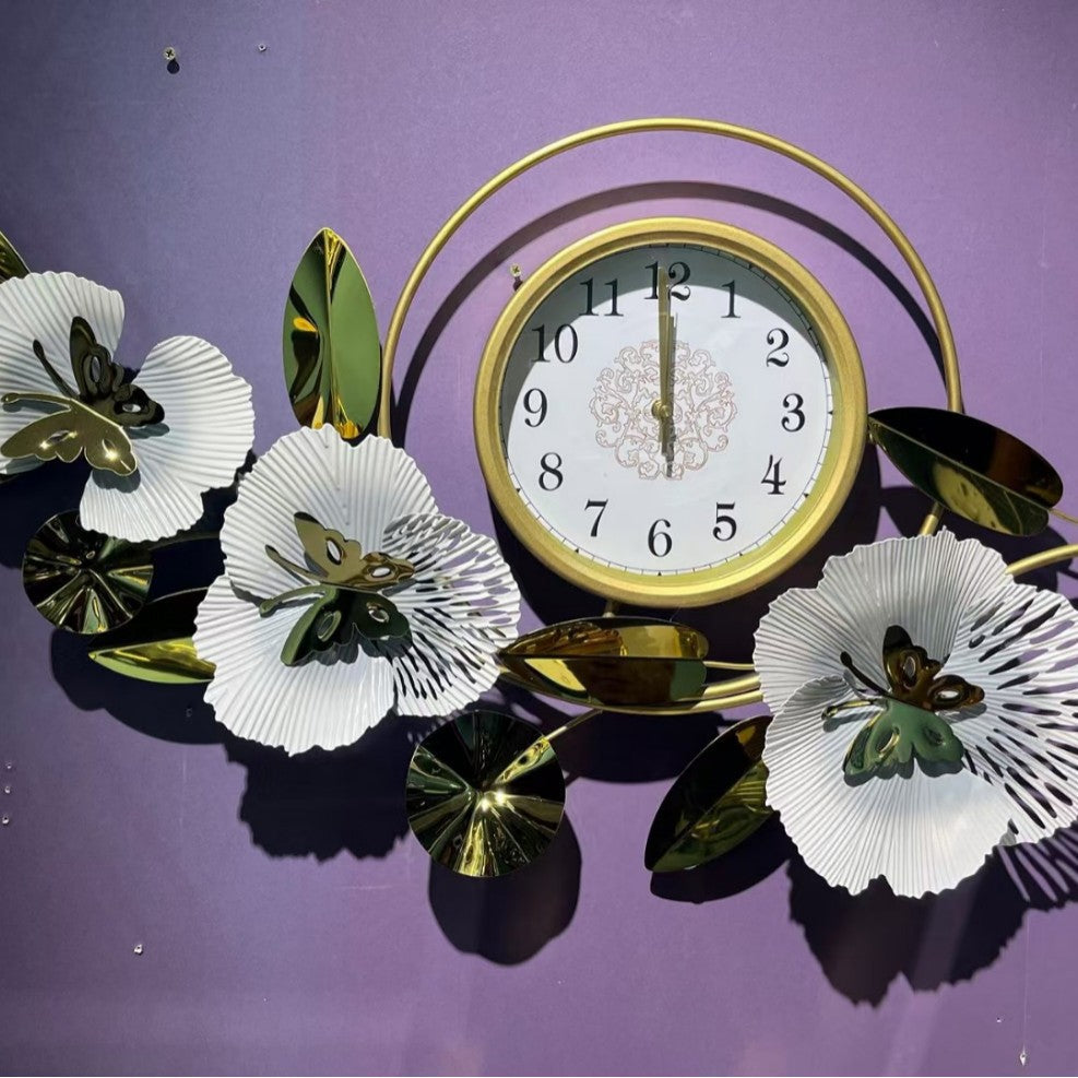 Floral Wall Clock with Leaf Design | High & Bury