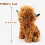 Fluffy Scottish Highland Cow Cuddle Toy for Children and Adults, view 3