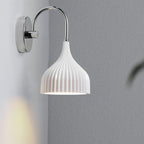 Fluted Drop-Shaped Ceramic Wall Lamp with Chrome Backplate | High & Bury