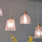 Fluted Glass Pendant Lamp with Vintage Brass Socket | High & Bury