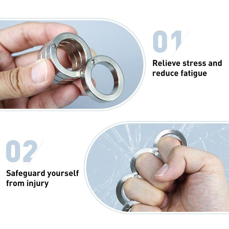 Foldable Four-Ring Titanium-Plated Steel Fidget Toy, 115 mm, view 7