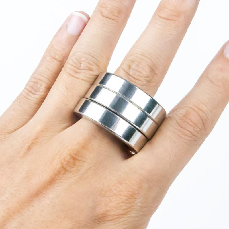 Foldable Four-Ring Titanium-Plated Steel Fidget Toy, 115 mm, view 8