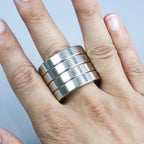 Foldable Four-Ring Titanium-Plated Steel Fidget Toy, 115 mm