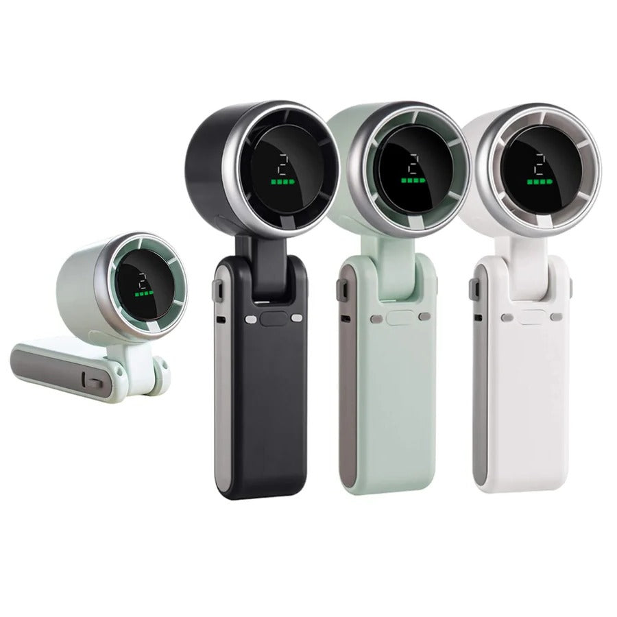 Foldable Handheld Turbo Fan with Digital Display, 5 Speeds, view 2