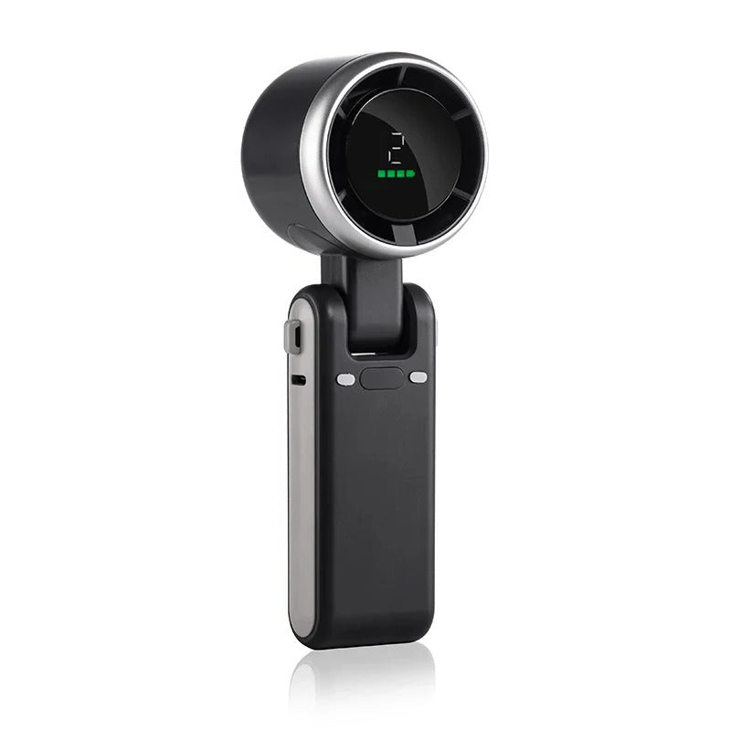 Foldable Handheld Turbo Fan with Digital Display, 5 Speeds