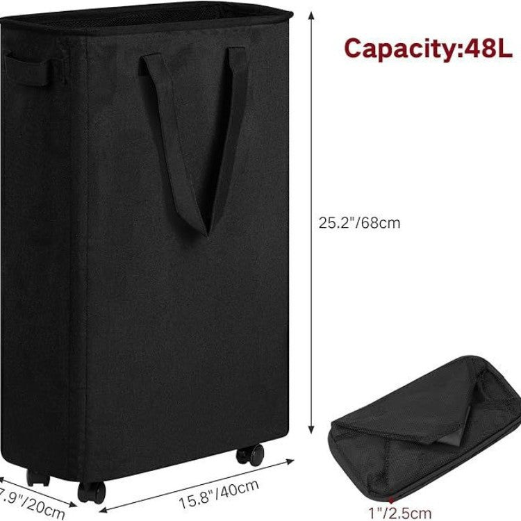 Foldable Laundry Basket with Wheels and Practical Lid | High & Bury