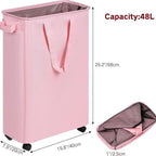 Foldable Laundry Basket with Wheels and Practical Lid | High & Bury