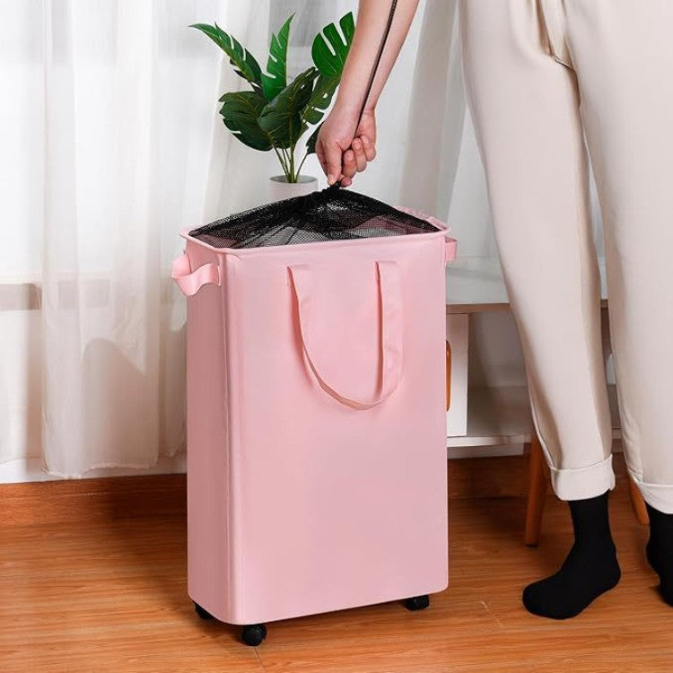 Foldable Laundry Basket with Wheels and Practical Lid | High & Bury