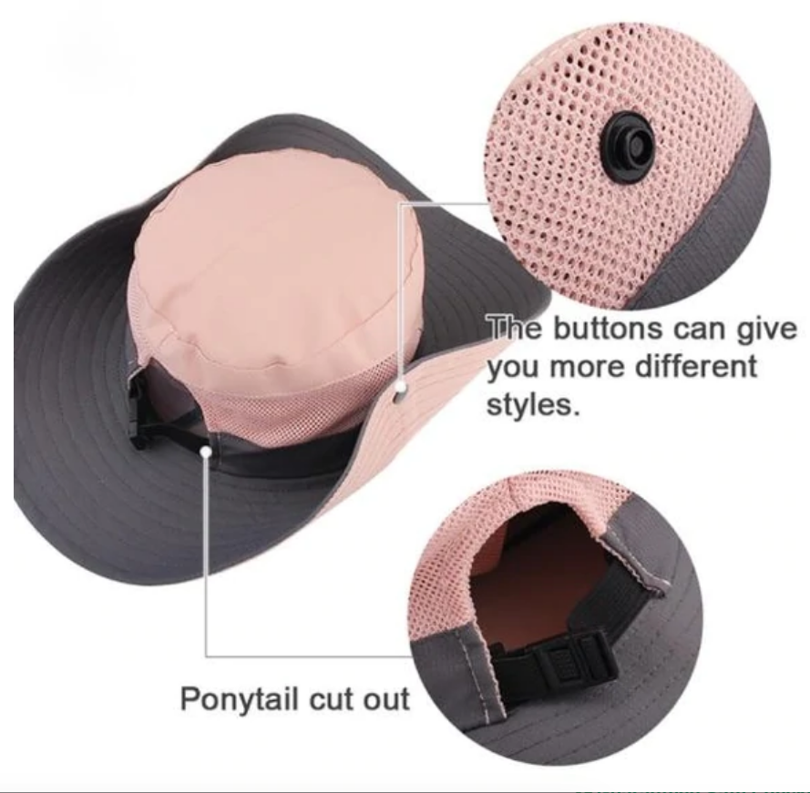 Foldable Polyester Sun Hat with Ponytail Opening, 56–58 cm, view 9