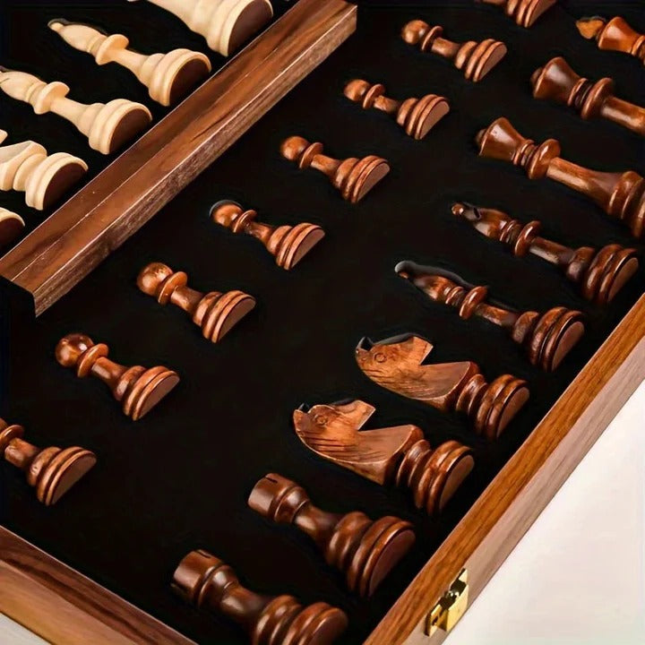 Folding Wooden Chess Set with Magnetic Closure, 15 x 15 inches, view 2
