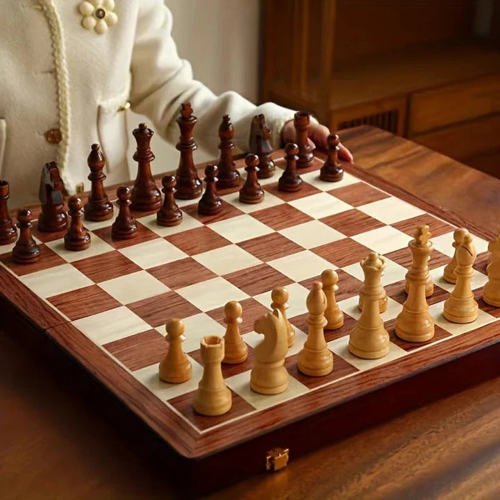 Folding Wooden Chess Set with Magnetic Closure, 15 x 15 inches, view 3