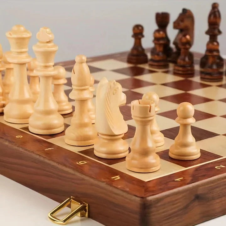 Folding Wooden Chess Set with Magnetic Closure, 15 x 15 inches, view 4