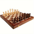Folding Wooden Chess Set with Magnetic Closure, 15 x 15 inches