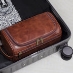 Full-Grain Leather Toiletry Bag, 25 x 13 x 13 cm, Waterproof Lining, view 2