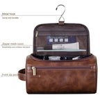 Full-Grain Leather Toiletry Bag, 25 x 13 x 13 cm, Waterproof Lining, view 3