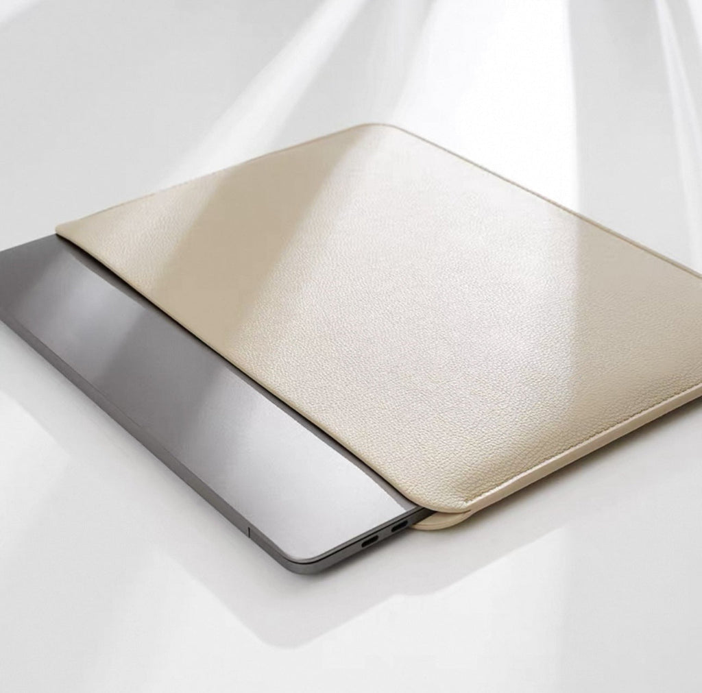 Genuine Leather Laptop Sleeve with Zip Closure and Soft Fabric Lining, view 5