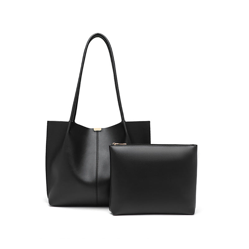 Genuine Leather Tote Bag with Long Straps and Spacious Interior, view 2