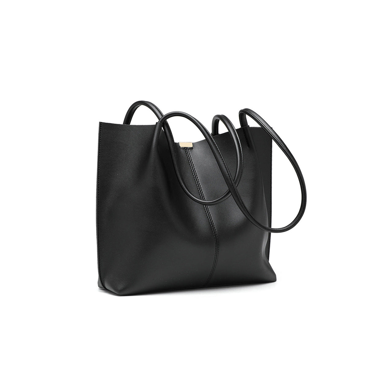 Genuine Leather Tote Bag with Long Straps and Spacious Interior, view 3
