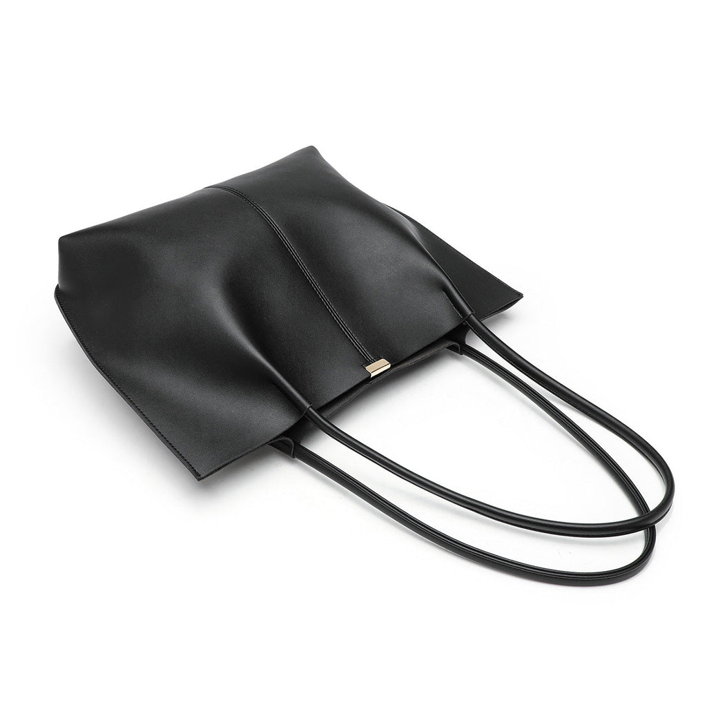 Genuine Leather Tote Bag with Long Straps and Spacious Interior, view 4