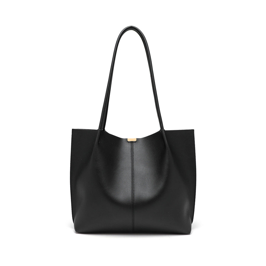 Genuine Leather Tote Bag with Long Straps and Spacious Interior, view 7