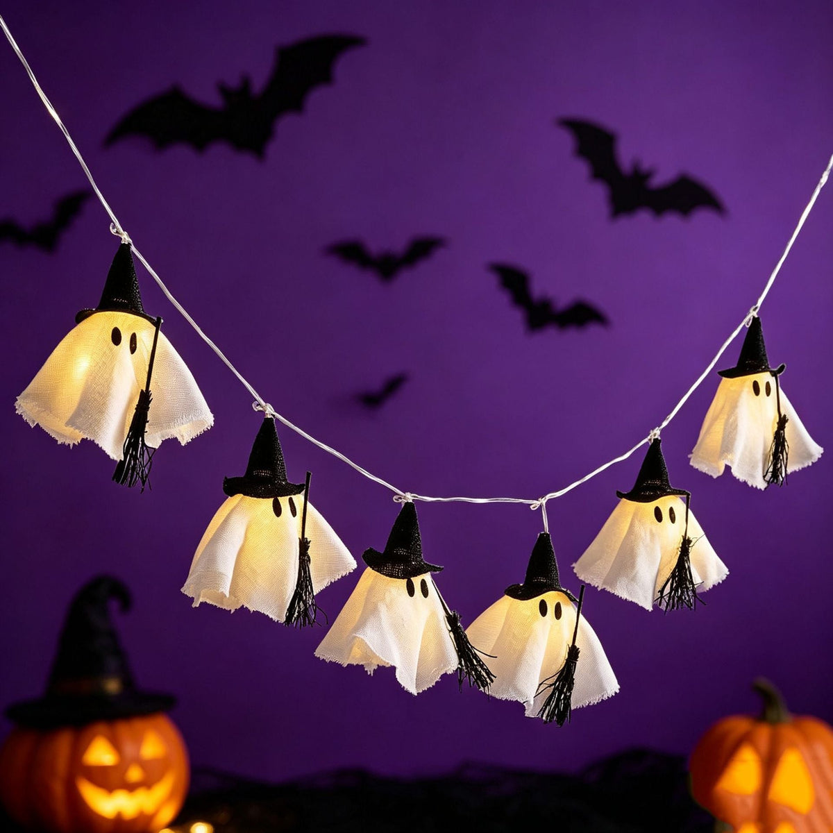 Halloween Ghost Witch LED String Lights Garland | High & Bury