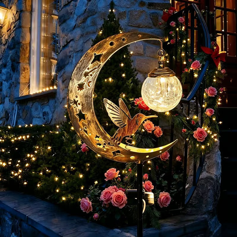 Halloween Half Moon Cat Solar Garden Lantern | High & Bury