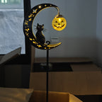 Halloween Half Moon Cat Solar Garden Lantern | High & Bury