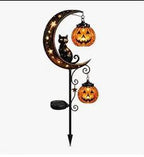 Halloween Half Moon Cat Solar Garden Lantern | High & Bury