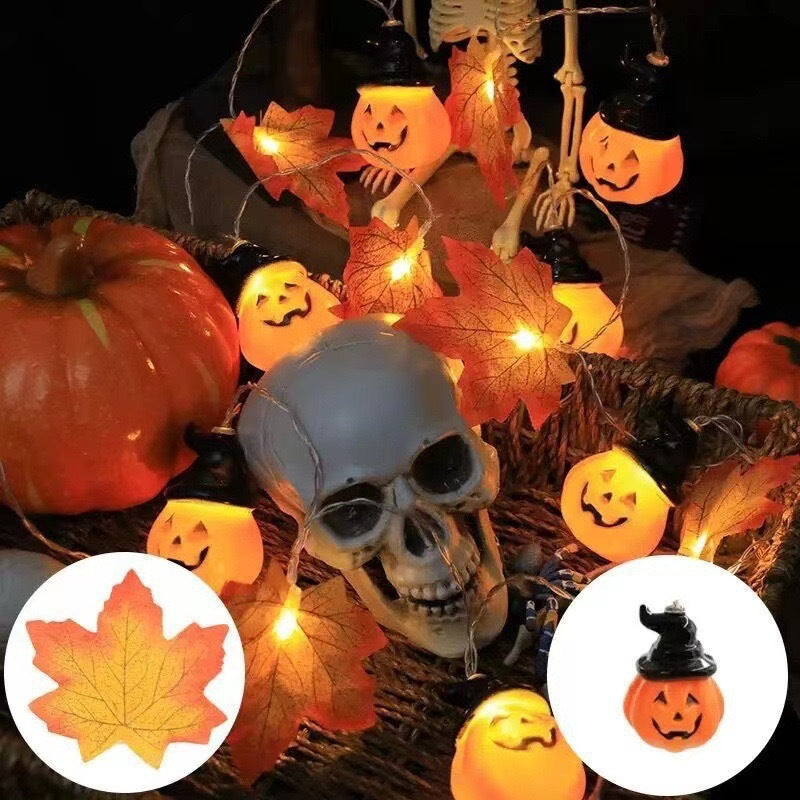 Halloween LED Pumpkin Lantern and Maple Leaf Decorative Fairy Lights | High & Bury